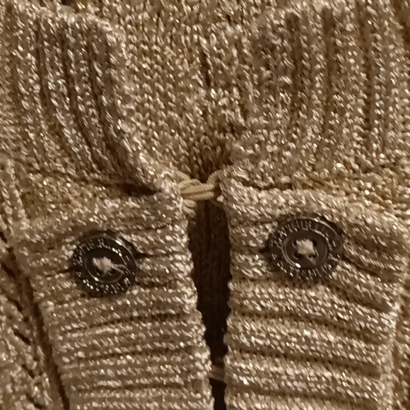 FINAL PRICE WHITE HOUSE BLACK MARKET tan/taupe braided sweater w shimmers Lrg - Picture 11 of 13